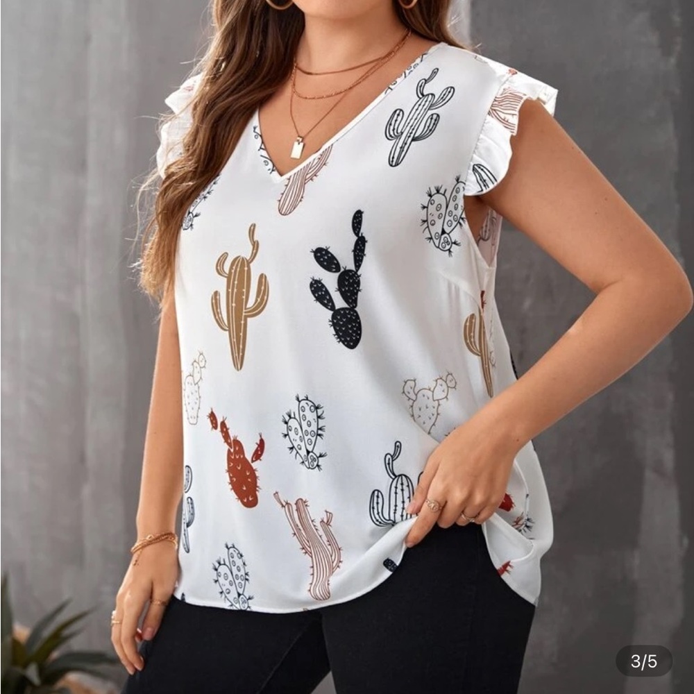 SHEIN Cream Cap Sleeve Blouse